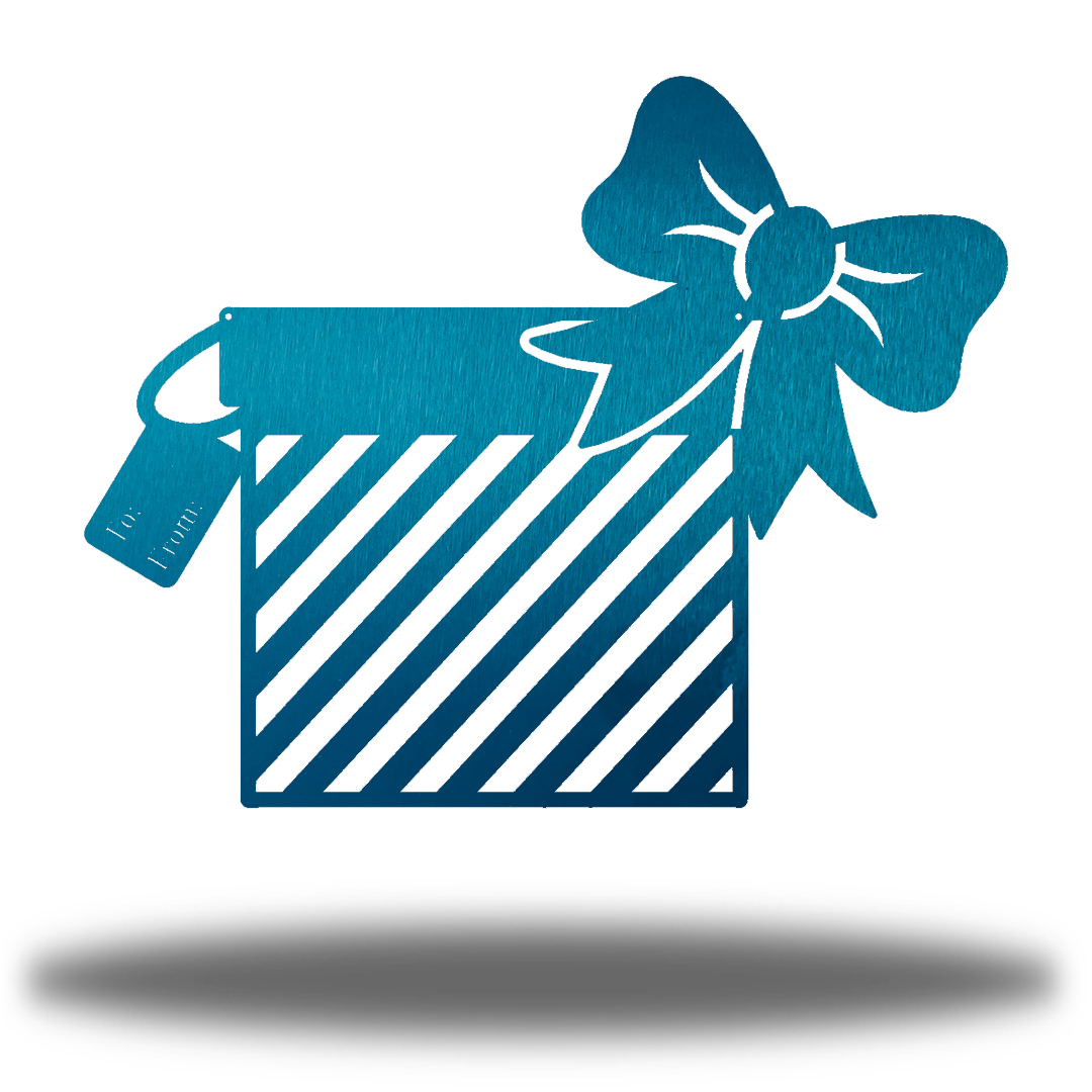 Riverside Designs-Striped Christmas Present-Metal Wall Art Décor